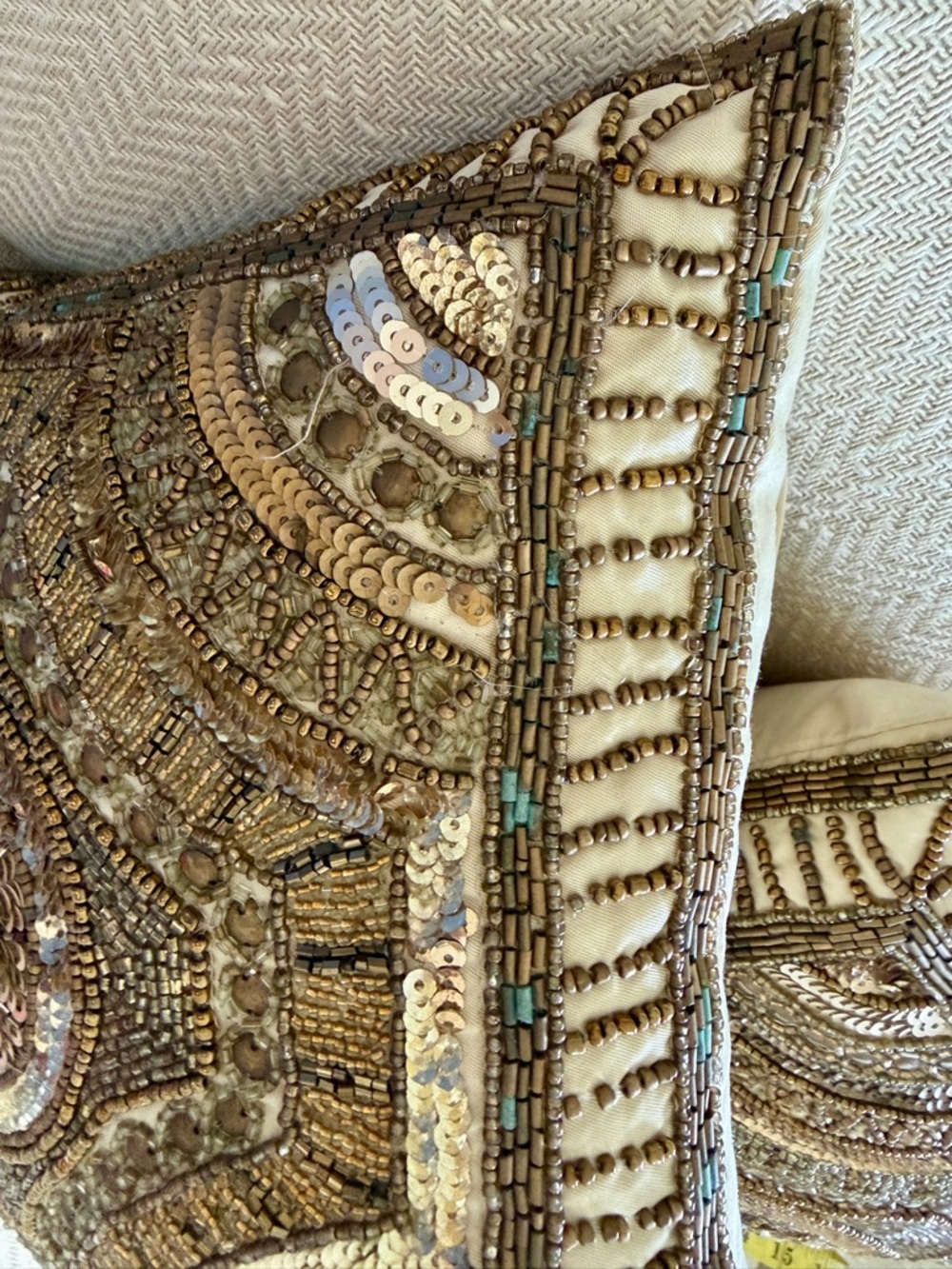 Pier 1 Gold and Brown Beaded Accent Pillows - Pair - Picture 4 of 10
